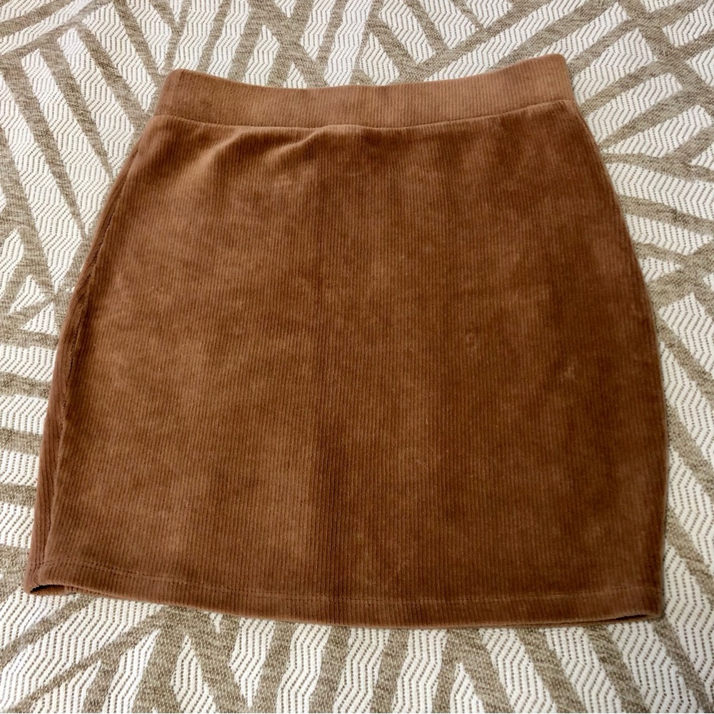 Forever 21 Tan Soft Ribbed Mini Skirt - Picture 2 of 7
